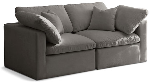 Meridian Furniture - Plush Grey Velvet Standard Comfort Modular Sofa - 2Pc - 602Grey-S70 veiw 1