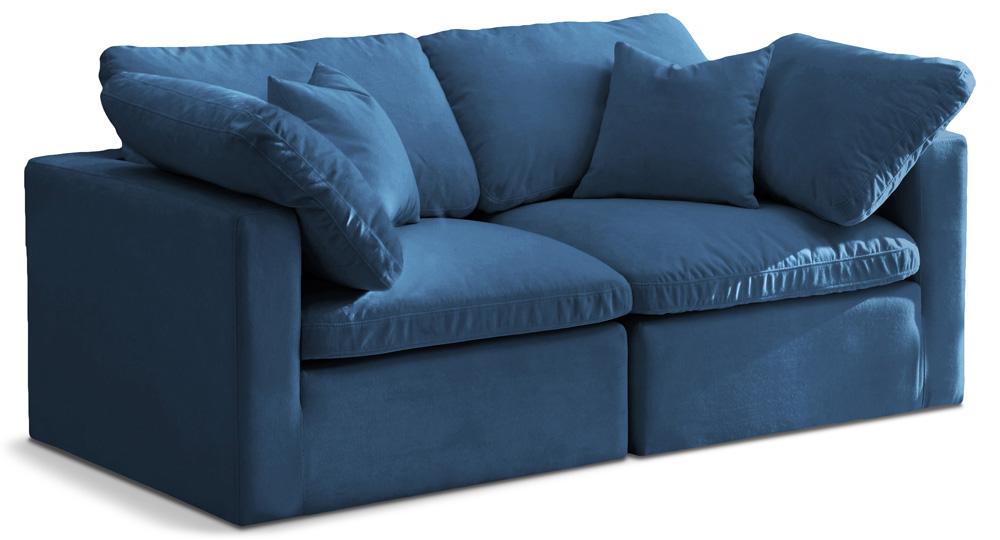 Meridian Furniture - Plush Navy Velvet Standard Comfort Modular Sofa - 2Pc - 602Navy-S70 veiw 1