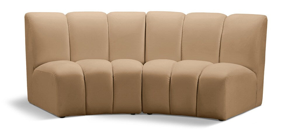 Meridian Furniture - Infinity Camel Velvet 2pc. Modular Sectional - 638Camel-2PC veiw 1