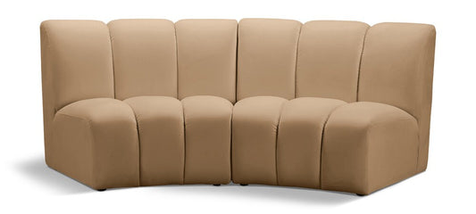 Meridian Furniture - Infinity Camel Velvet 2pc. Modular Sectional - 638Camel-2PC veiw 1