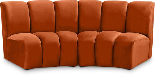 Meridian Furniture - Infinity Cognac Velvet 2pc. Modular Sectional - 638Cognac-2PC veiw 1