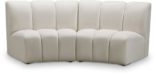 Meridian Furniture - Infinity Cream Velvet 2pc. Modular Sectional - 638Cream-2PC veiw 1