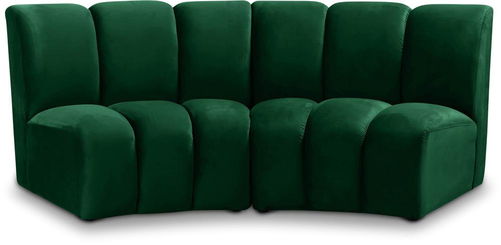 Meridian Furniture - Infinity Green Velvet 2pc. Modular Sectional - 638Green-2PC veiw 1