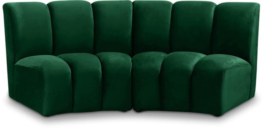 Meridian Furniture - Infinity Green Velvet 2pc. Modular Sectional - 638Green-2PC veiw 1