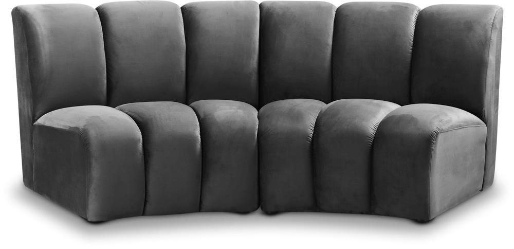 Meridian Furniture - Infinity Grey Velvet 2pc. Modular Sectional - 638Grey-2PC veiw 1
