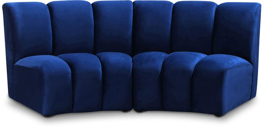 Meridian Furniture - Infinity Navy Velvet 2pc. Modular Sectional - 638Navy-2PC veiw 1