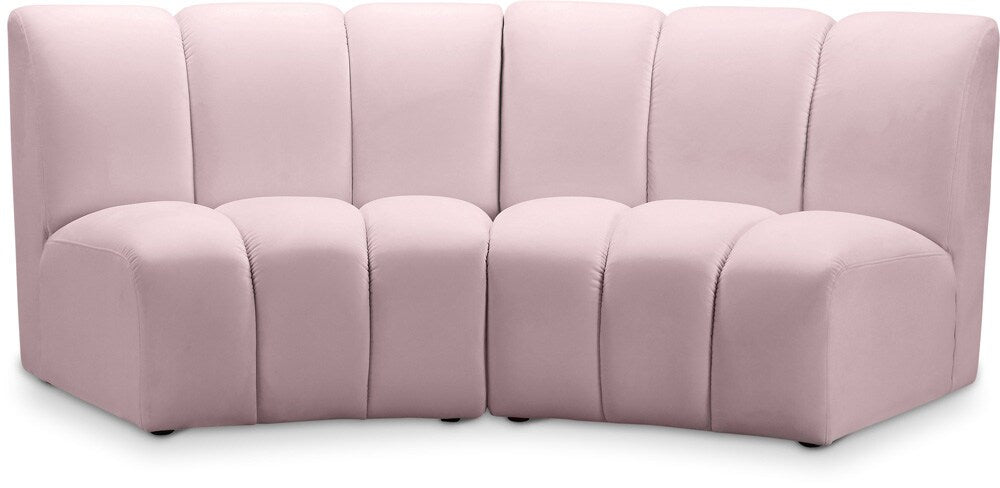 Meridian Furniture - Infinity Pink Velvet 2pc. Modular Sectional - 638Pink-2PC veiw 1