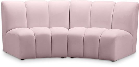 Meridian Furniture - Infinity Pink Velvet 2pc. Modular Sectional - 638Pink-2PC veiw 1