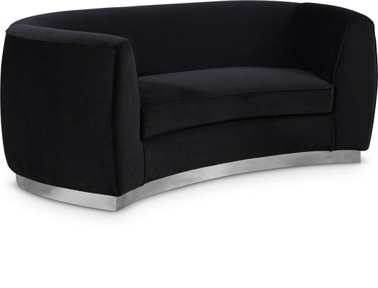 Meridian Furniture - Julian Black Velvet Loveseat - 621Black-L veiw 1