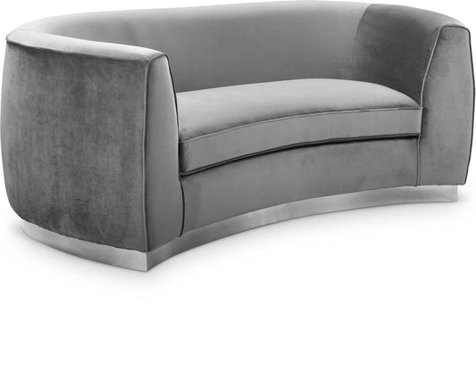 Meridian Furniture - Julian Grey Velvet Loveseat - 621Grey-L veiw 1