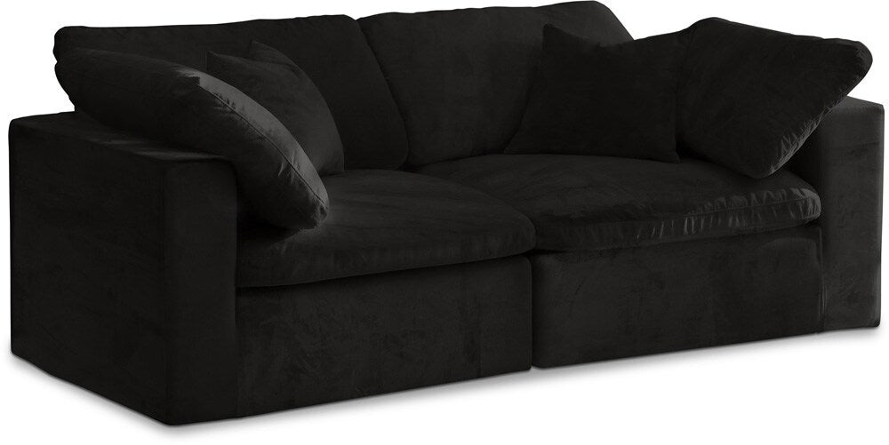Meridian Furniture - Cozy Black Velvet Comfort Modular Sofa - 2Pc - 634Black-S80 veiw 1