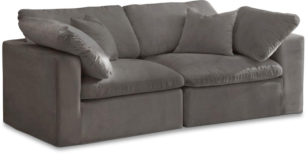 Meridian Furniture - Cozy Grey Velvet Comfort Modular Sofa - 2Pc - 634Grey-S80 veiw 1