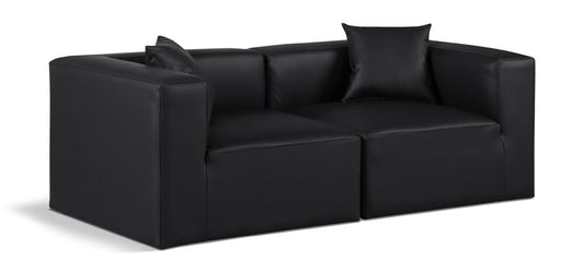 Meridian Furniture - Cube Black Vegan Leather Modular Sofa - 2Pc - 668Black-S72B veiw 1