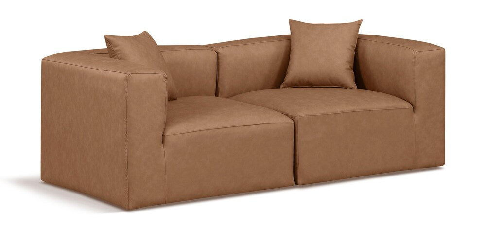 Meridian Furniture - Cube Brown Vegan Leather Modular Sofa - 2Pc - 668Brown-S72B veiw 1