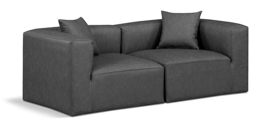 Meridian Furniture - Cube Charcoal Grey Vegan Leather Modular Sofa - 2Pc - 668Grey-S72B veiw 1