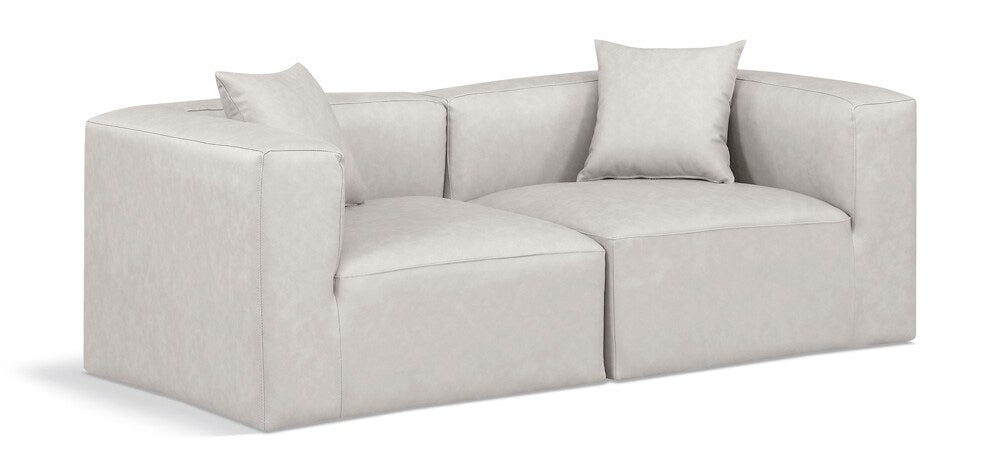 Meridian Furniture - Cube Cream Vegan Leather Modular Sofa - 2Pc - 668Cream-S72B veiw 1