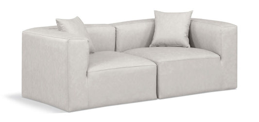 Meridian Furniture - Cube Cream Vegan Leather Modular Sofa - 2Pc - 668Cream-S72B veiw 1