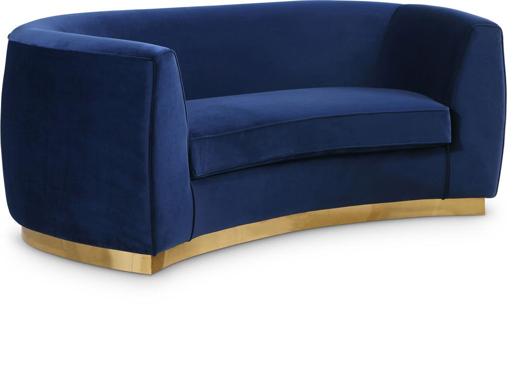 Meridian Furniture - Julian Navy Velvet Loveseat - 620Navy-L veiw 1