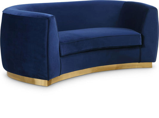 Meridian Furniture - Julian Navy Velvet Loveseat - 620Navy-L veiw 1