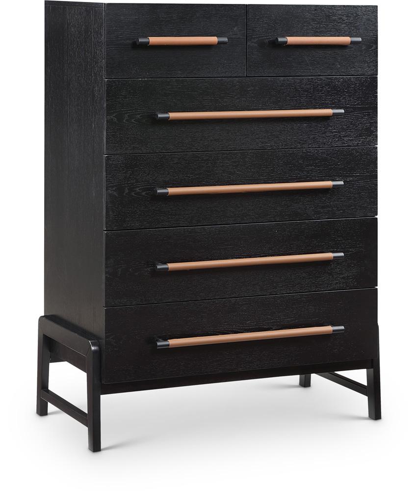 Meridian Furniture - Kaya Black Vegan Leather Chest - 360Black-CH veiw 1