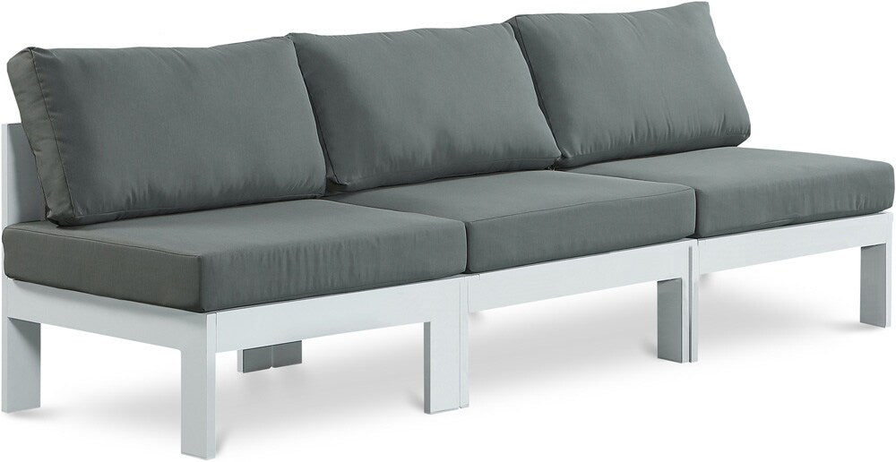 Meridian Furniture - Nizuc Grey Water Resistant Fabric Outdoor Patio Modular Sofa - 3Pc - 375Grey-S90B veiw 1