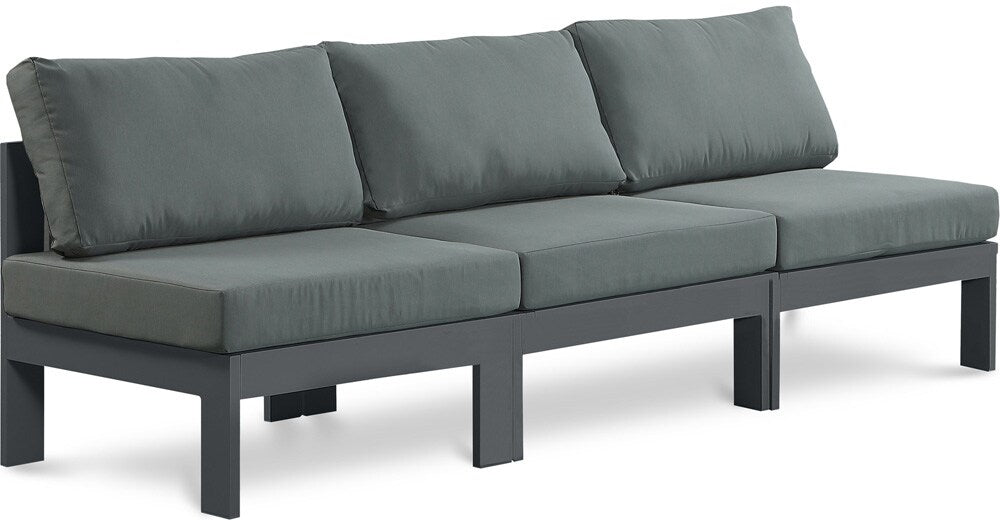 Meridian Furniture - Nizuc Grey Water Resistant Fabric Outdoor Patio Modular Sofa - 3Pc - 376Grey-S90B veiw 1