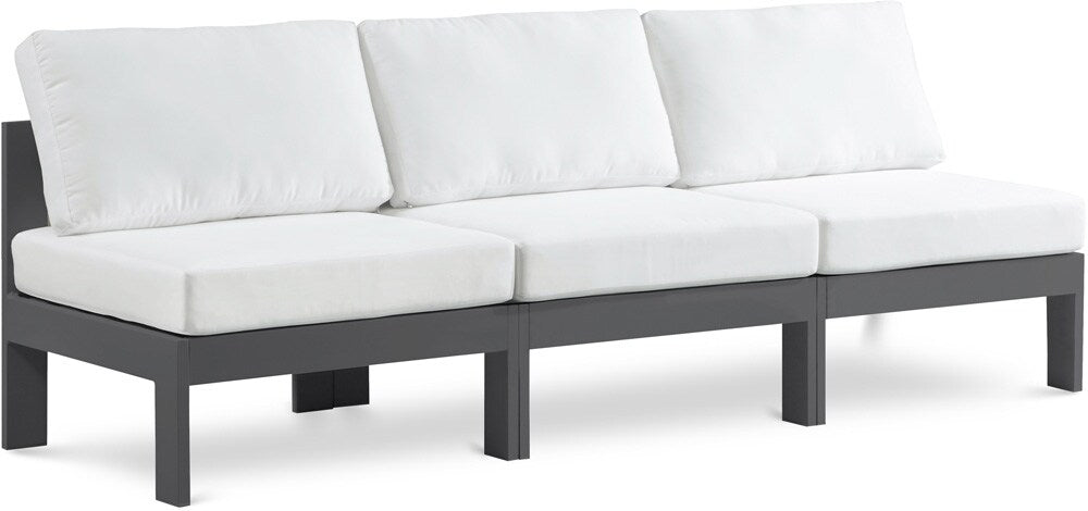 Meridian Furniture - Nizuc White Water Resistant Fabric Outdoor Patio Modular Sofa - 3Pc - 376White-S90B veiw 1