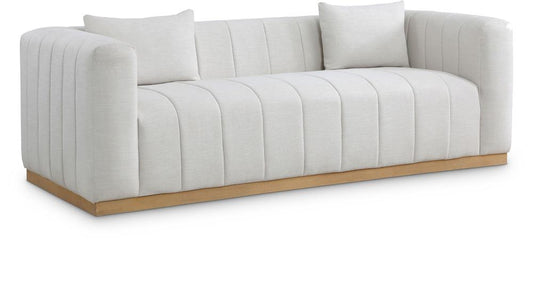 Meridian Furniture - Lucia Cream Linen Textured Fabric Sofa - 655Cream-S veiw 1