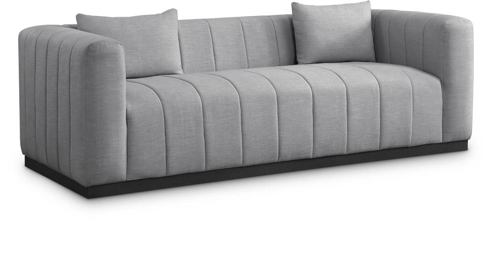 Meridian Furniture - Lucia Grey Linen Textured Fabric Sofa - 655Grey-S veiw 1