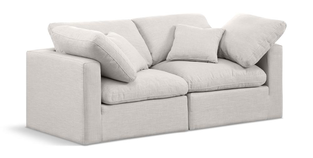 Meridian Furniture - Indulge Cream Linen Textured Fabric Modular Sofa - 2Pc - 141Cream-S70 veiw 1