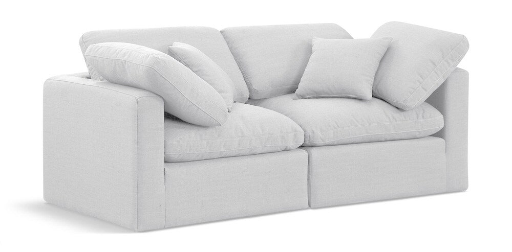 Meridian Furniture - Indulge White Linen Textured Fabric Modular Sofa - 2Pc - 141White-S70 veiw 1