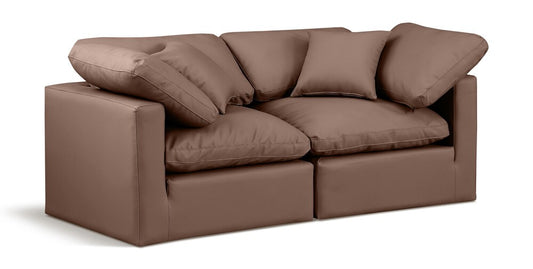 Meridian Furniture - Indulge Brown Vegan Leather Modular Sofa - 2Pc - 146Brown-S70 veiw 1