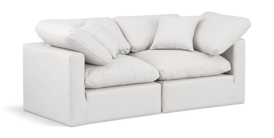Meridian Furniture - Indulge Cream Vegan Leather Modular Sofa - 2Pc - 146Cream-S70 veiw 1