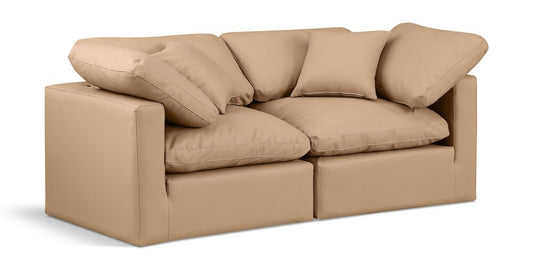 Meridian Furniture - Indulge Tan Vegan Leather Modular Sofa - 2Pc - 146Tan-S70 veiw 1