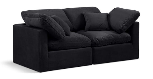 Meridian Furniture - Indulge Black Velvet Modular Sofa - 2Pc - 147Black-S70 veiw 1