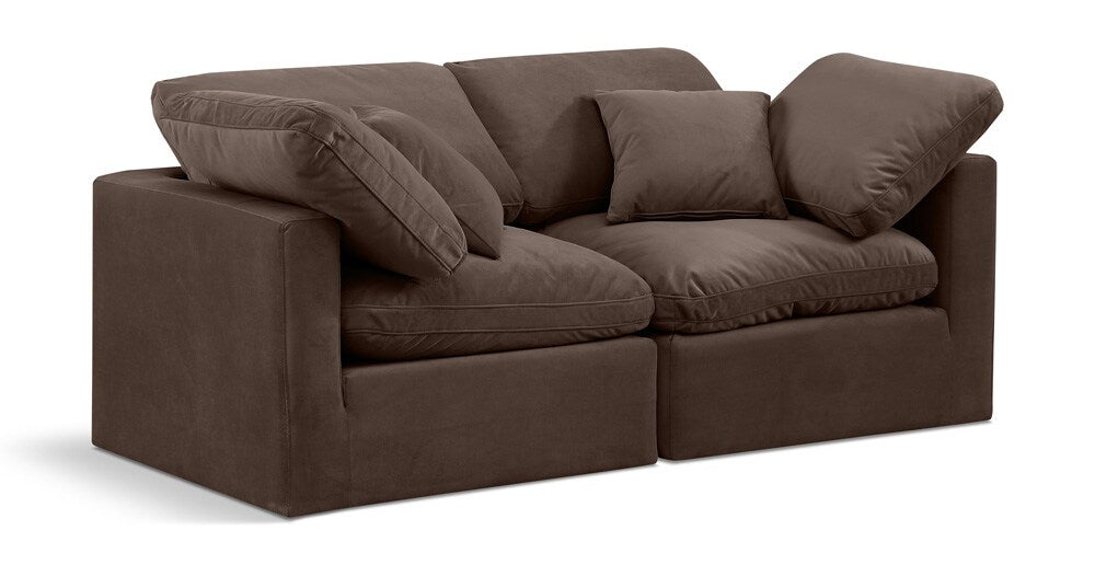 Meridian Furniture - Indulge Brown Velvet Modular Sofa - 2Pc - 147Brown-S70 veiw 1