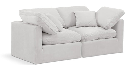 Meridian Furniture - Indulge Cream Velvet Modular Sofa - 2Pc - 147Cream-S70 veiw 1
