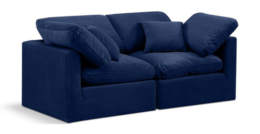 Meridian Furniture - Indulge Navy Velvet Modular Sofa - 2Pc - 147Navy-S70 veiw 1