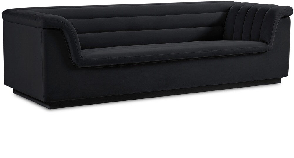 Meridian Furniture - Cascade Black Velvet Fabric Sofa - 192Black-S veiw 1