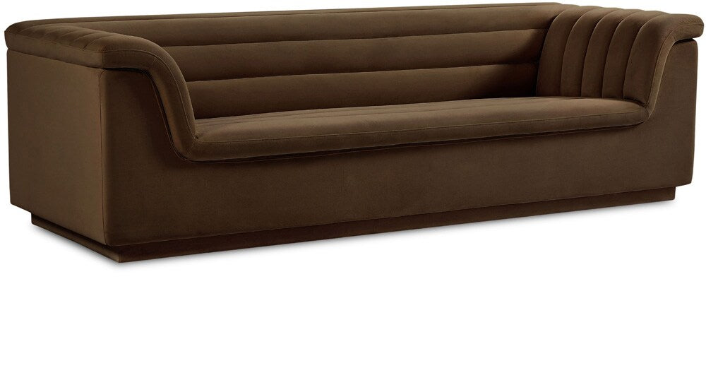 Meridian Furniture - Cascade Brown Velvet Fabric Sofa - 192Brown-S veiw 1