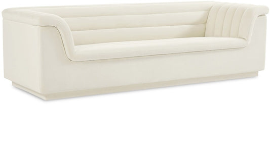 Meridian Furniture - Cascade Cream Velvet Fabric Sofa - 192Cream-S veiw 1