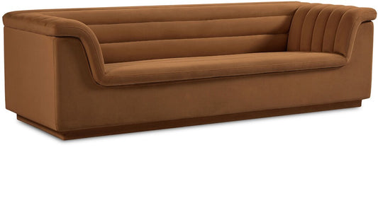 Meridian Furniture - Cascade Saddle Velvet Fabric Sofa - 192Saddle-S veiw 1