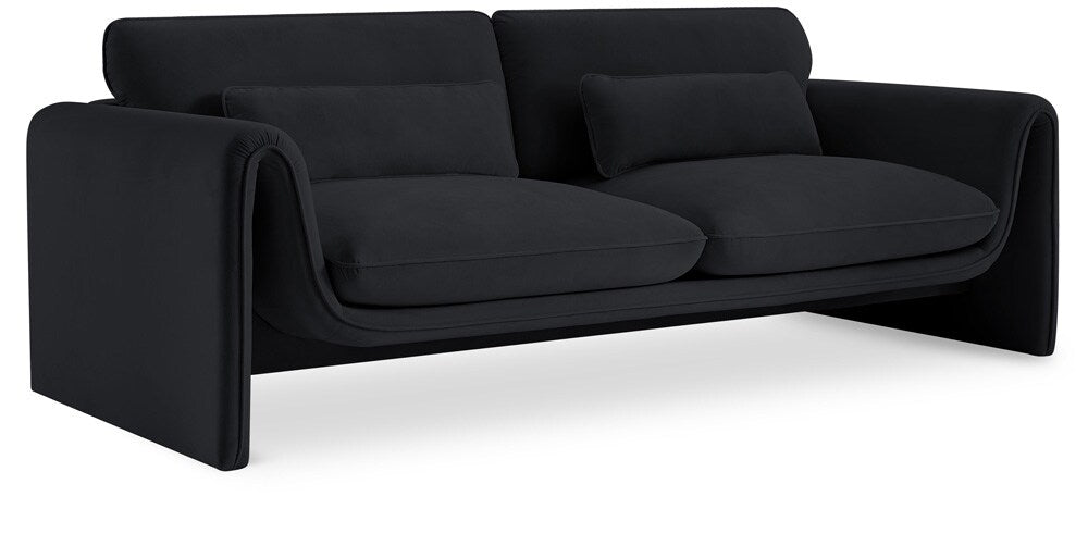 Meridian Furniture - Sloan Black Velvet Fabric Sofa - 199Black-S veiw 1