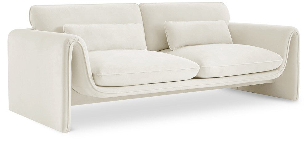 Meridian Furniture - Sloan Cream Velvet Fabric Sofa - 199Cream-S veiw 1