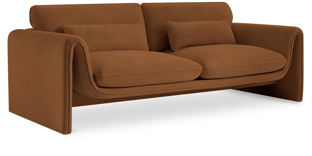 Meridian Furniture - Sloan Saddle Velvet Fabric Sofa - 199Saddle-S veiw 1