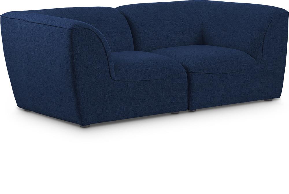 Meridian Furniture - Miramar Navy Durable Linen Textured Modular Sofa - 2Pc - 683Navy-S76 veiw 1