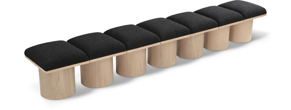Meridian Furniture - Pavilion Black Boucle Fabric Bench - 7Pc - 465Black-7A veiw 1
