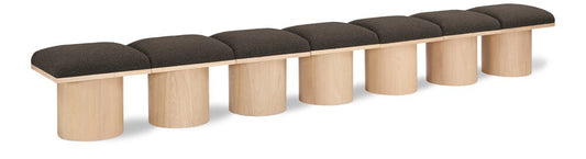 Meridian Furniture - Pavilion Brown Boucle Fabric Bench - 7Pc - 465Brown-7A veiw 1