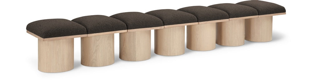 Meridian Furniture - Pavilion Brown Boucle Fabric Bench - 7Pc - 465Brown-7B veiw 1