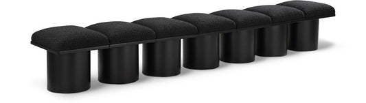 Meridian Furniture - Pavilion Black Boucle Fabric Bench - 7Pc - 466Black-7B veiw 1